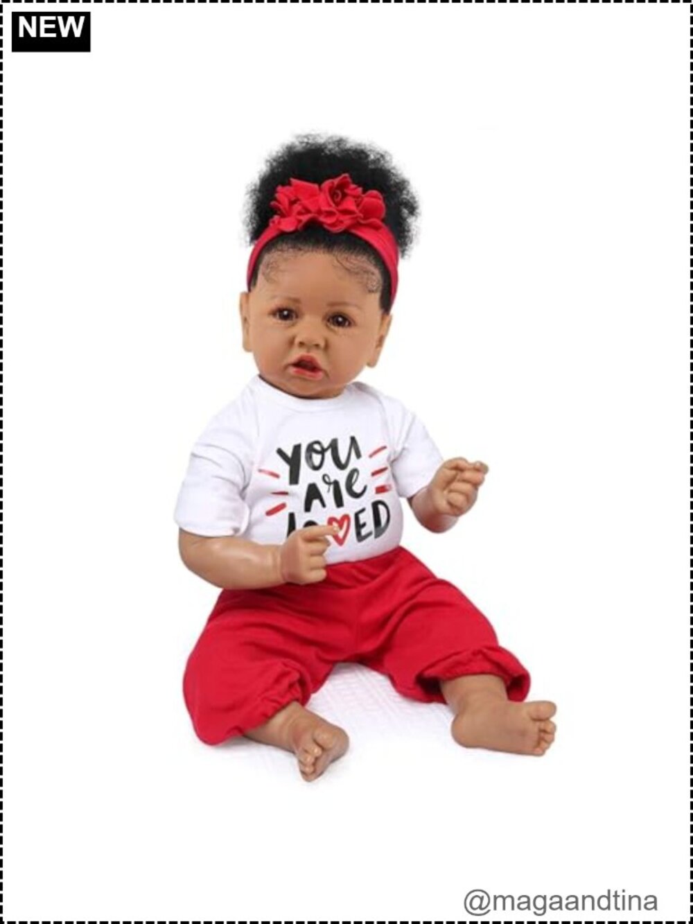 20" Reborn Baby Doll African American Realistic Vinyl Doll with Weighted Body
